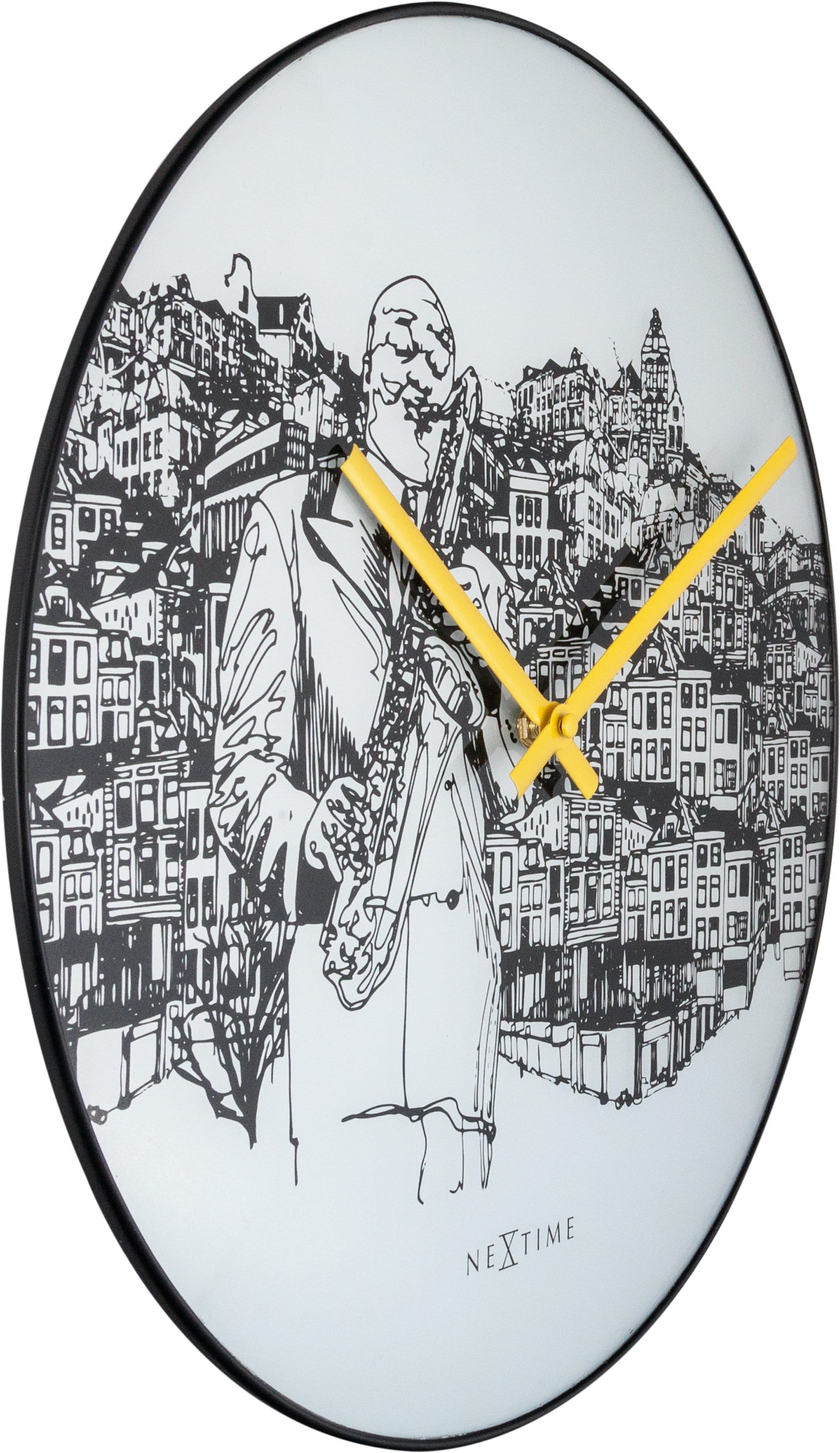 nextime-sax-city-wanduhr-40-cm-glas-wei-lautlos image 2