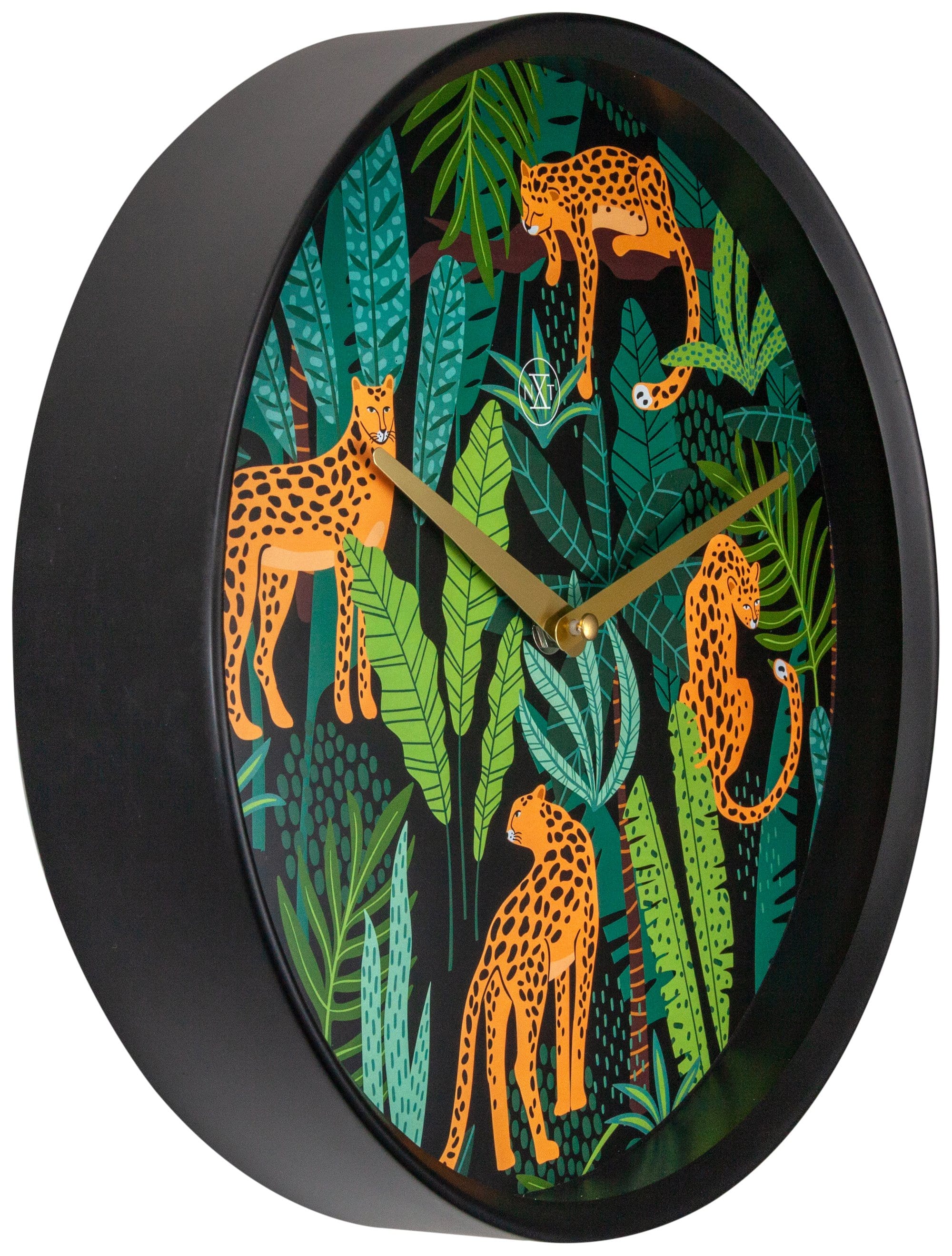 nextime-urban-jungle-wanduhr-30-cm-kunststoff-leopard-schwarz-gold image 3