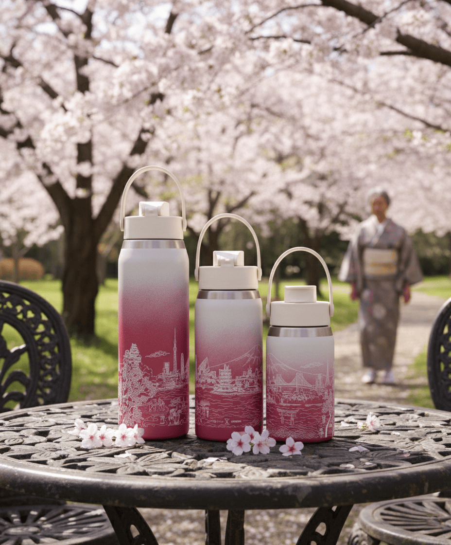nextime-skyline-bottle-thermosflasche-355-473-710ml-japan-cherry-blossom image 3