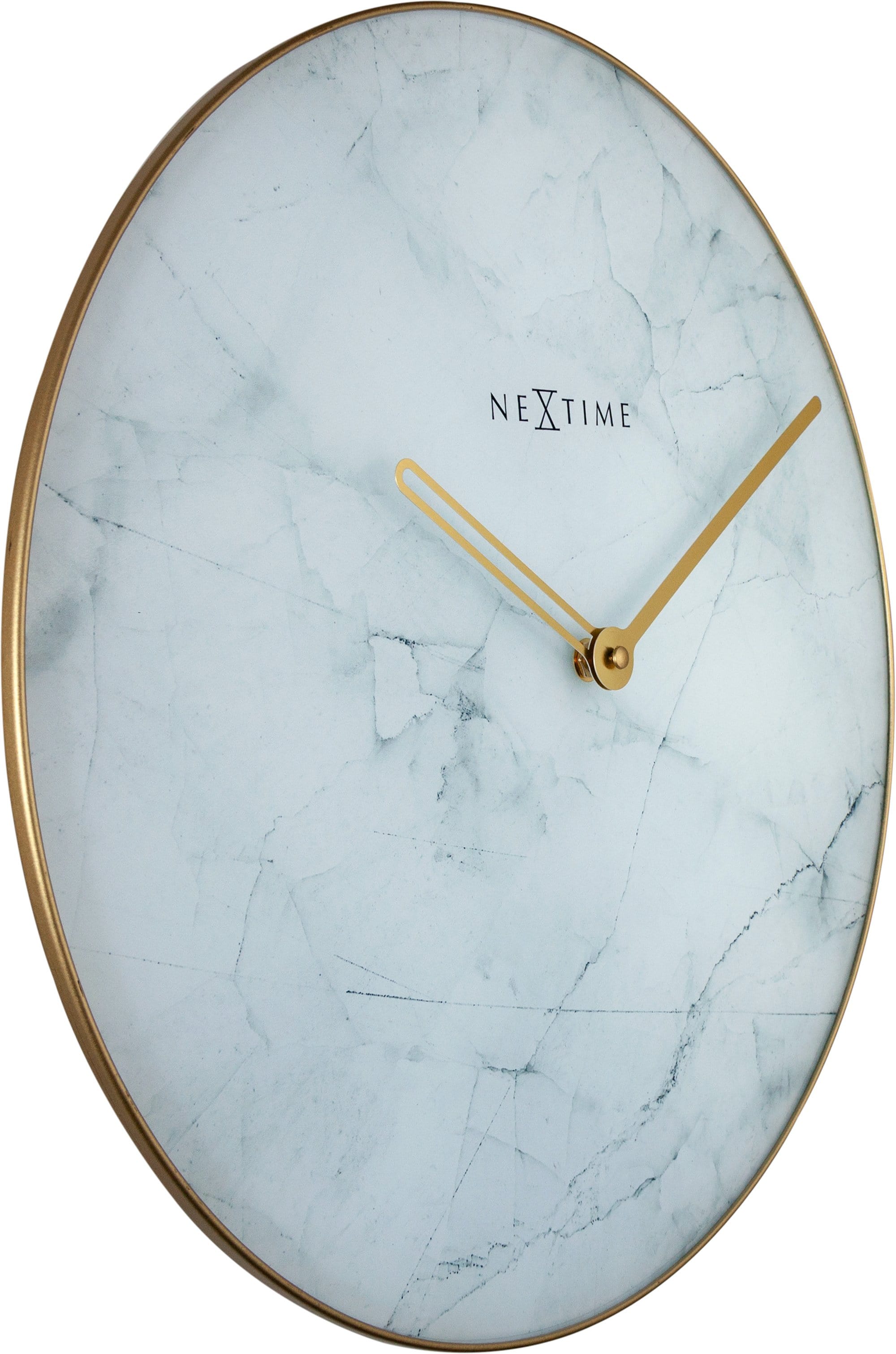 nextime-marble-wanduhr-40-cm-glas-metall-wei-marmor-gold image 2