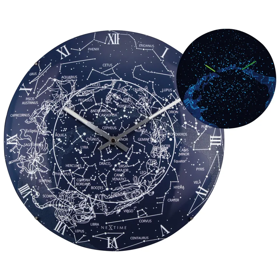 nextime-milky-way-dome-wanduhr-35-6-cm-glow-in-the-dark-mit-glas-dome image 1
