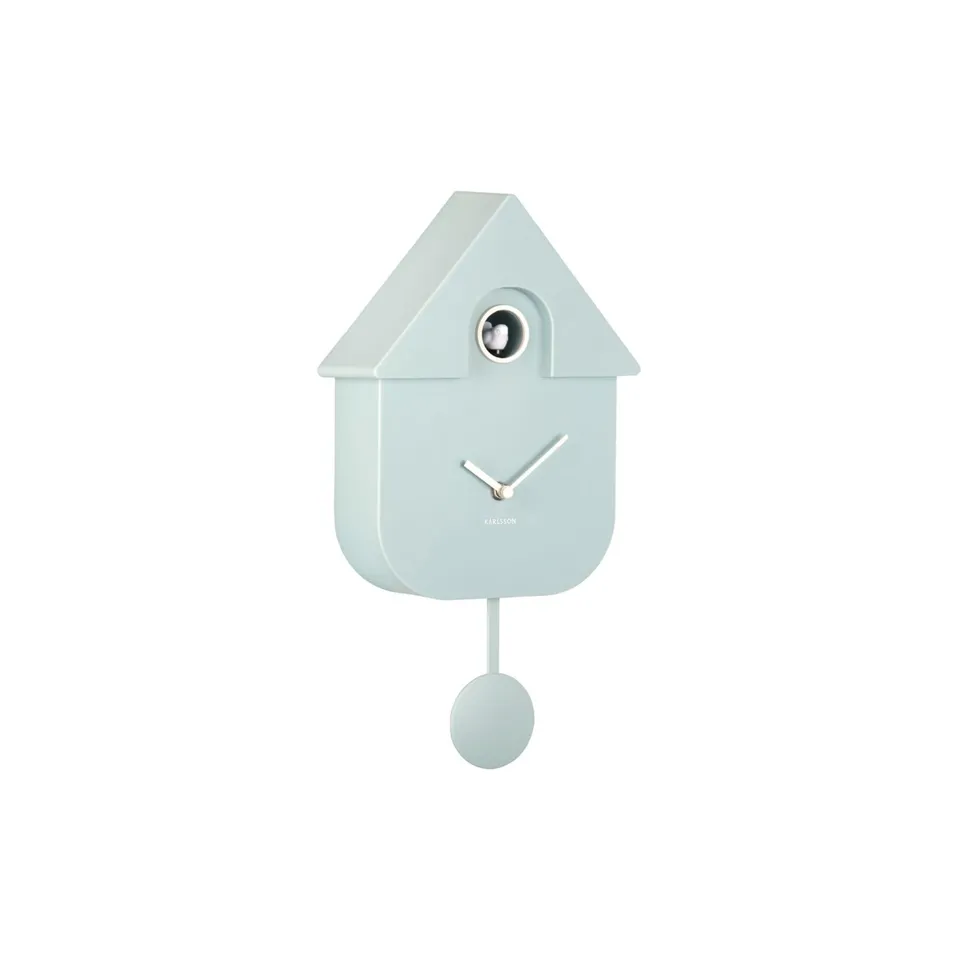 karlsson-modern-cuckoo-wanduhr-abs-mit-kuckuck-blau image 1