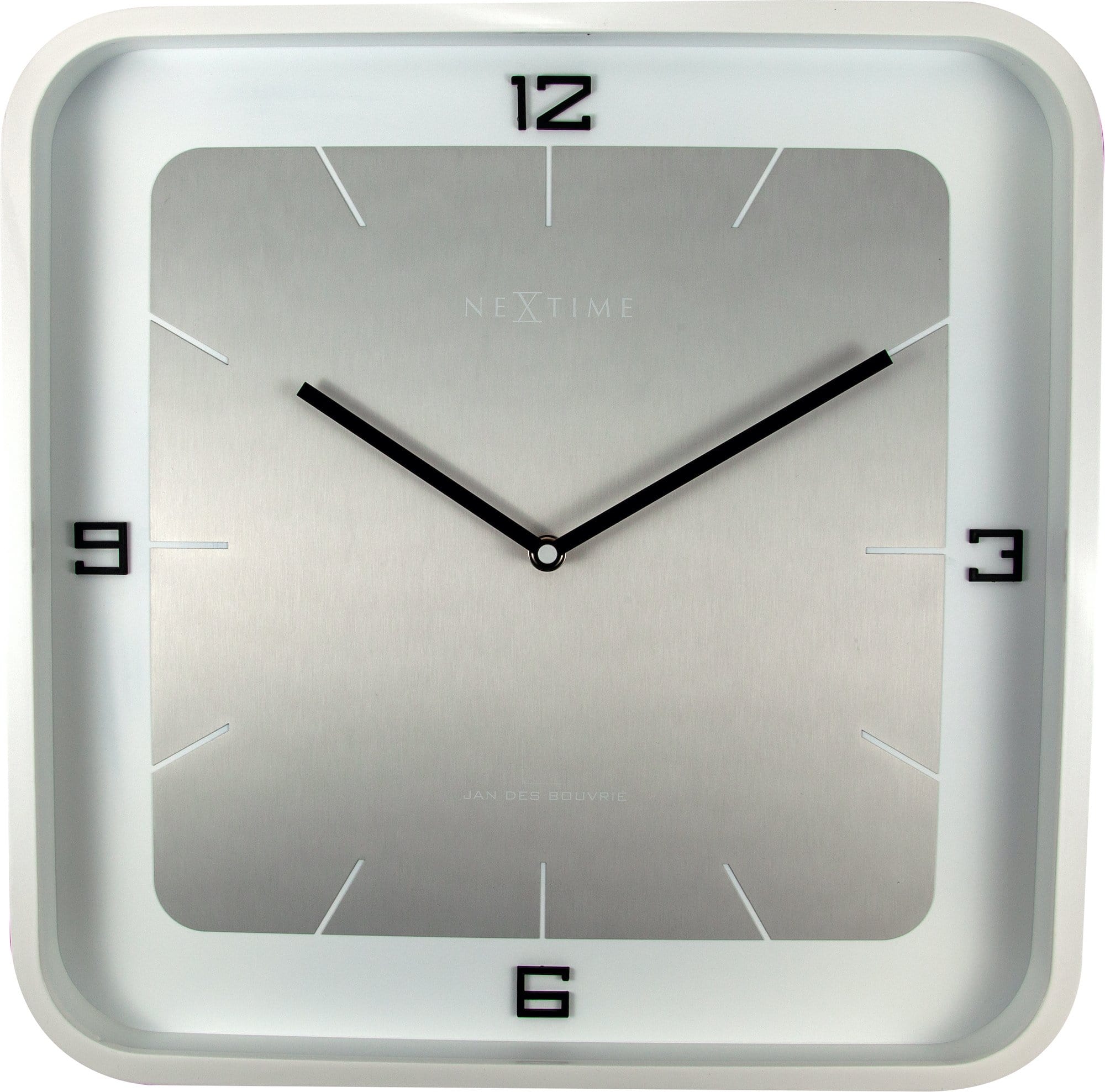 nextime-square-wall-wanduhr-40x40-cm-holz-wei-lautlos image 1