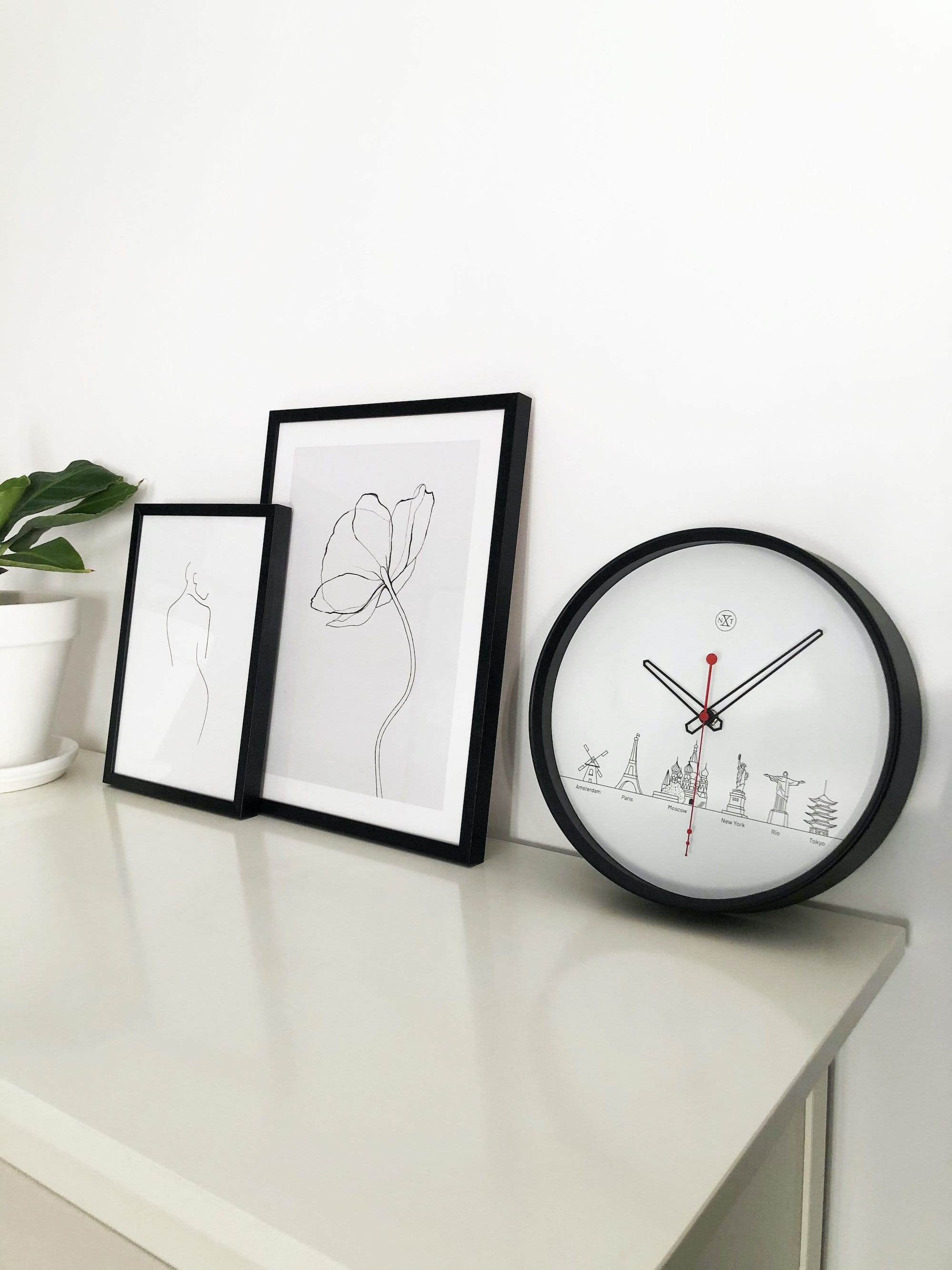 nextime-worldtour-wanduhr-30cm-kunststoff-schwarz-wei-lautlos image 7