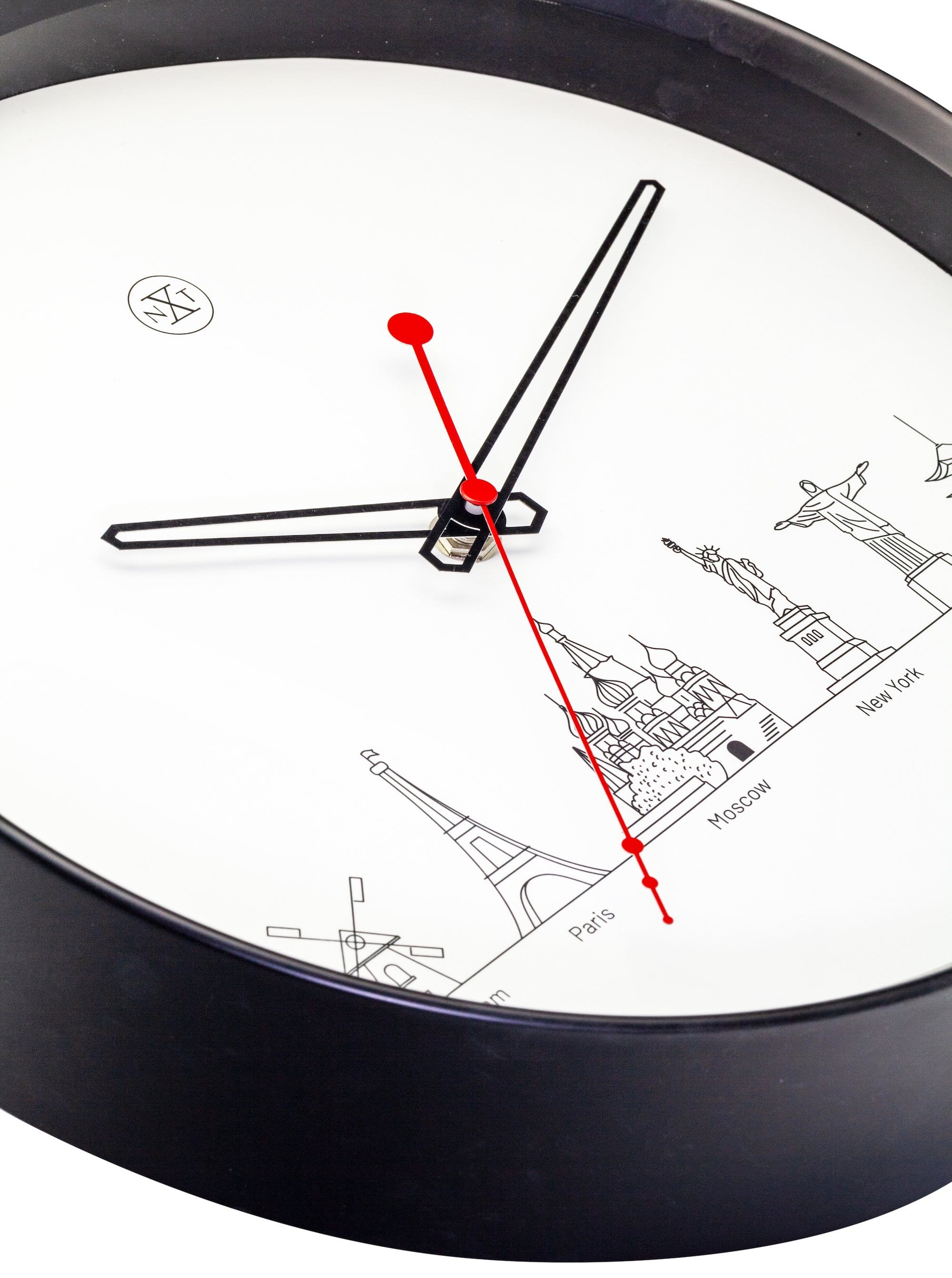 nextime-worldtour-wanduhr-30cm-kunststoff-schwarz-wei-lautlos image 3