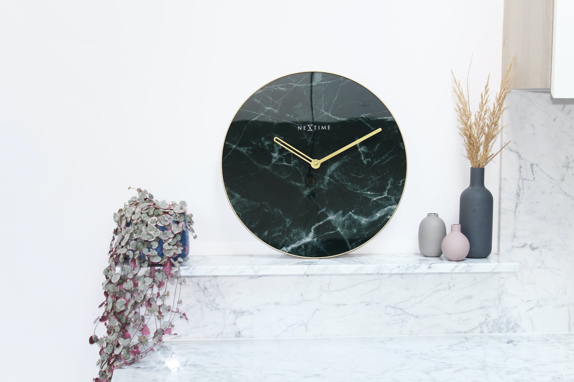 nextime-marble-wanduhr-40-cm-glas-metall-schwarz-gold-lautlos image 5