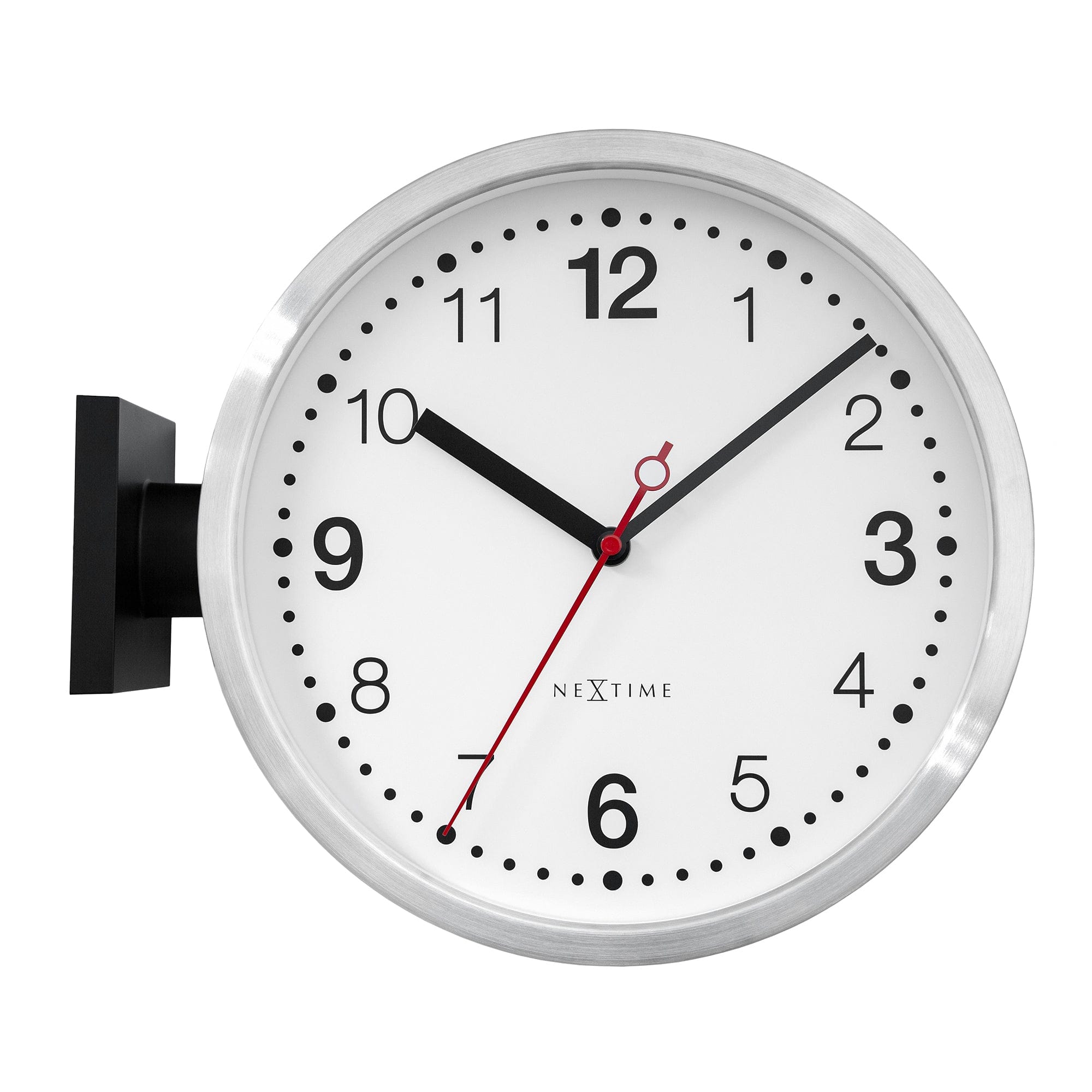 nextime-double-wanduhr-32-3-x-28-x-10-cm-aluminium-doppelseitig-schwarz-wei-leis image 2