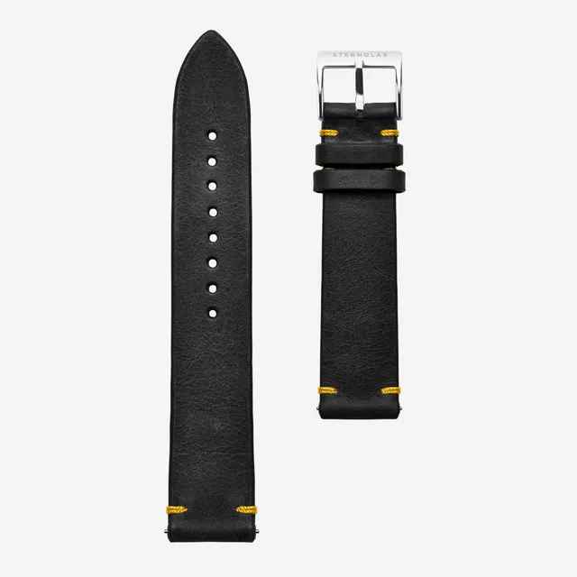 sternglas-vintage-20-lederarmband-nero-gelb-20-mm image 1