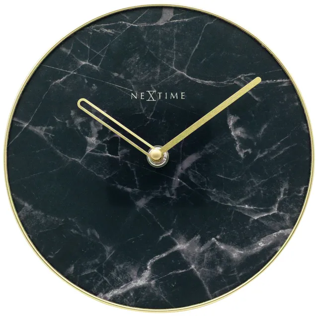 nextime-marble-table-tischuhr-20cm-glas-schwarz-marmor-gold image 1