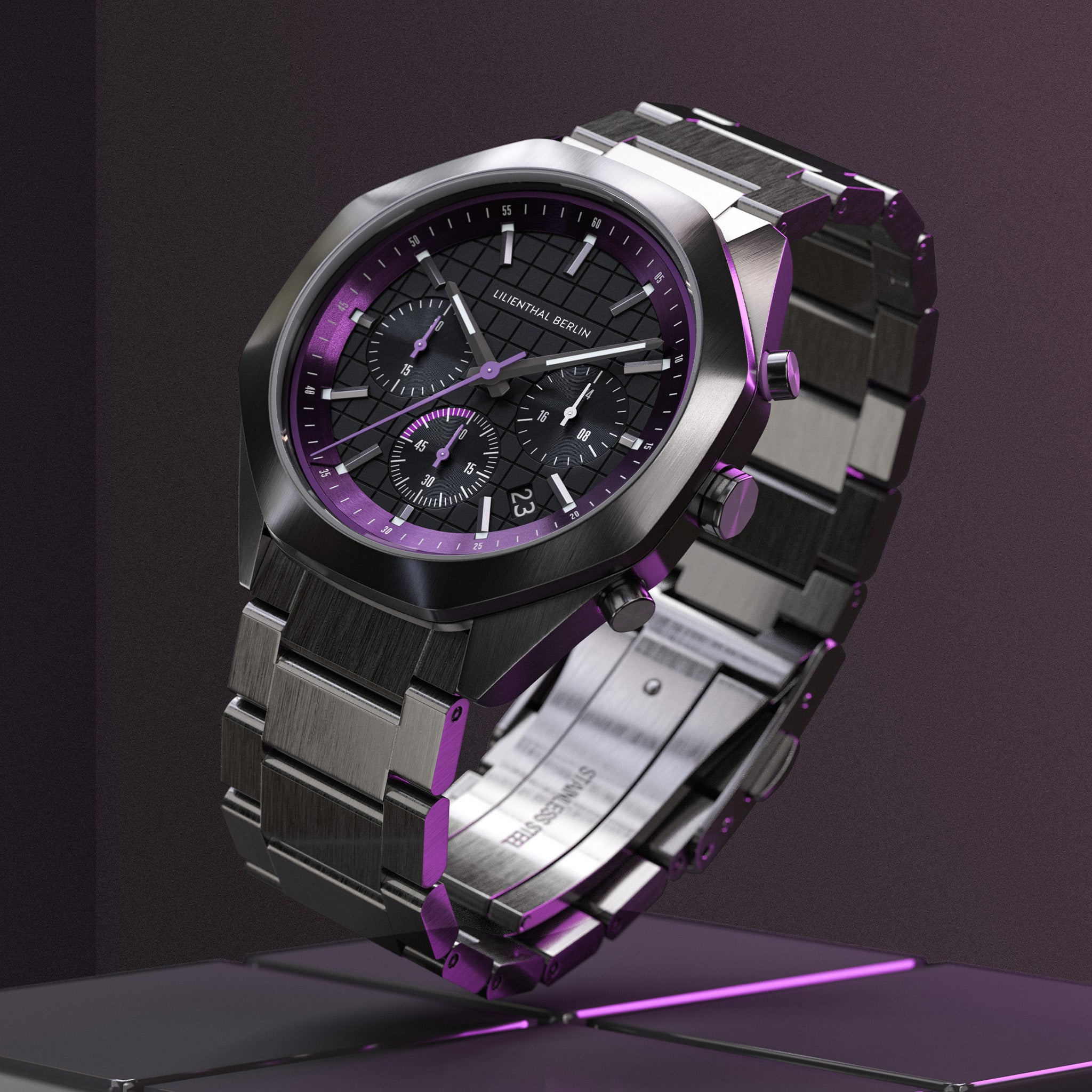lilienthal-berlin-octachrono-dark-silver-purple-chronograph-40-mm image 3