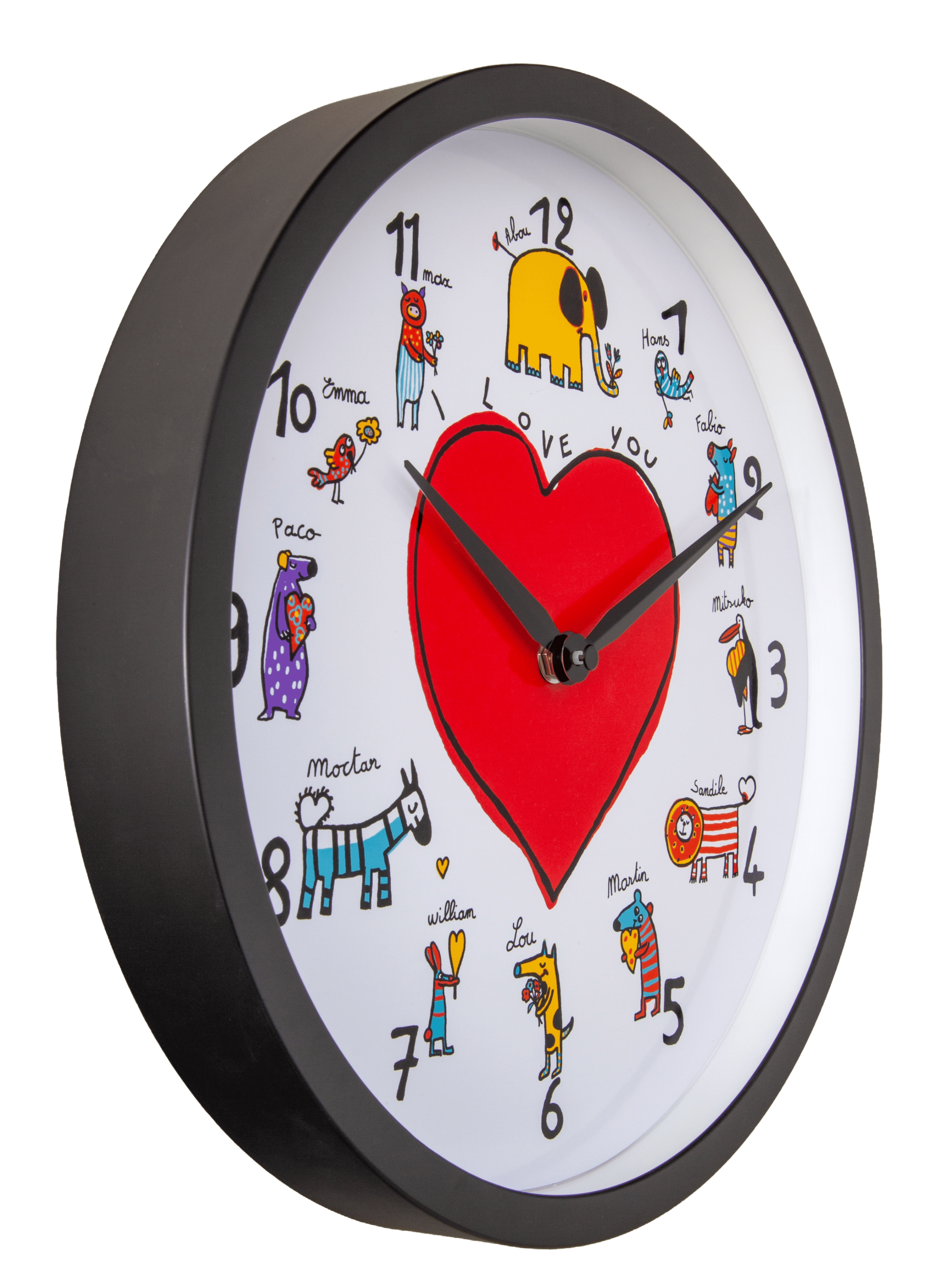 nextime-lovezoo-kinder-wanduhr-analog-30-cm-kunststoff-schwarz-wei-tiere image 2