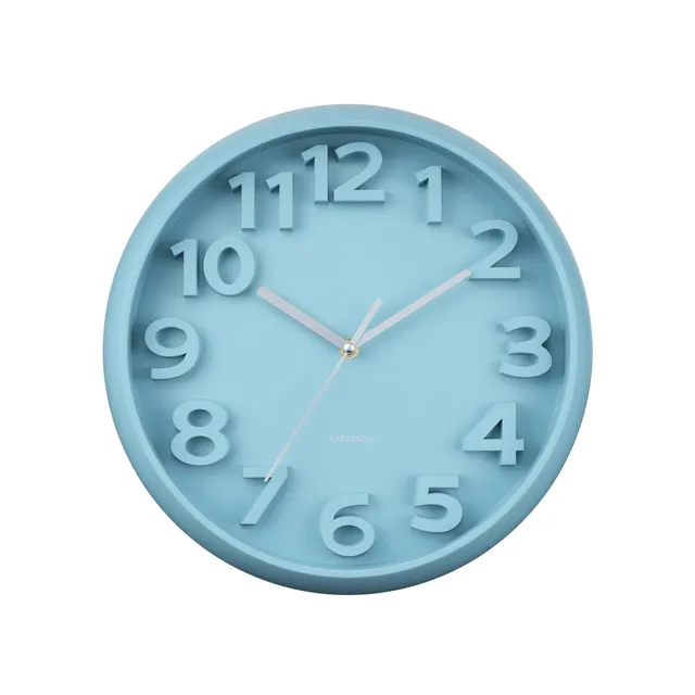 karlsson-elevated-classic-numbers-wanduhr-nebeliges-blau-33-5x33-5-cm image 1