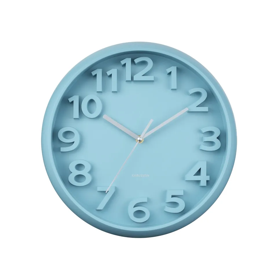 karlsson-elevated-classic-numbers-wanduhr-nebeliges-blau-33-5x33-5-cm image 1