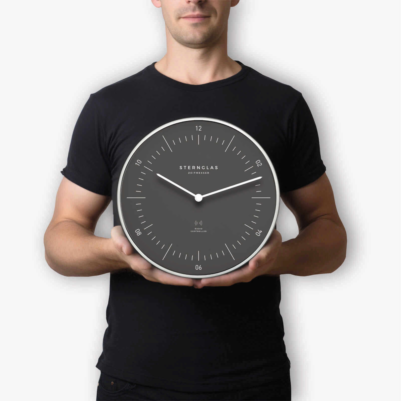 sternglas-naos-funk-wanduhr-sturmgrau-aluminium image 3