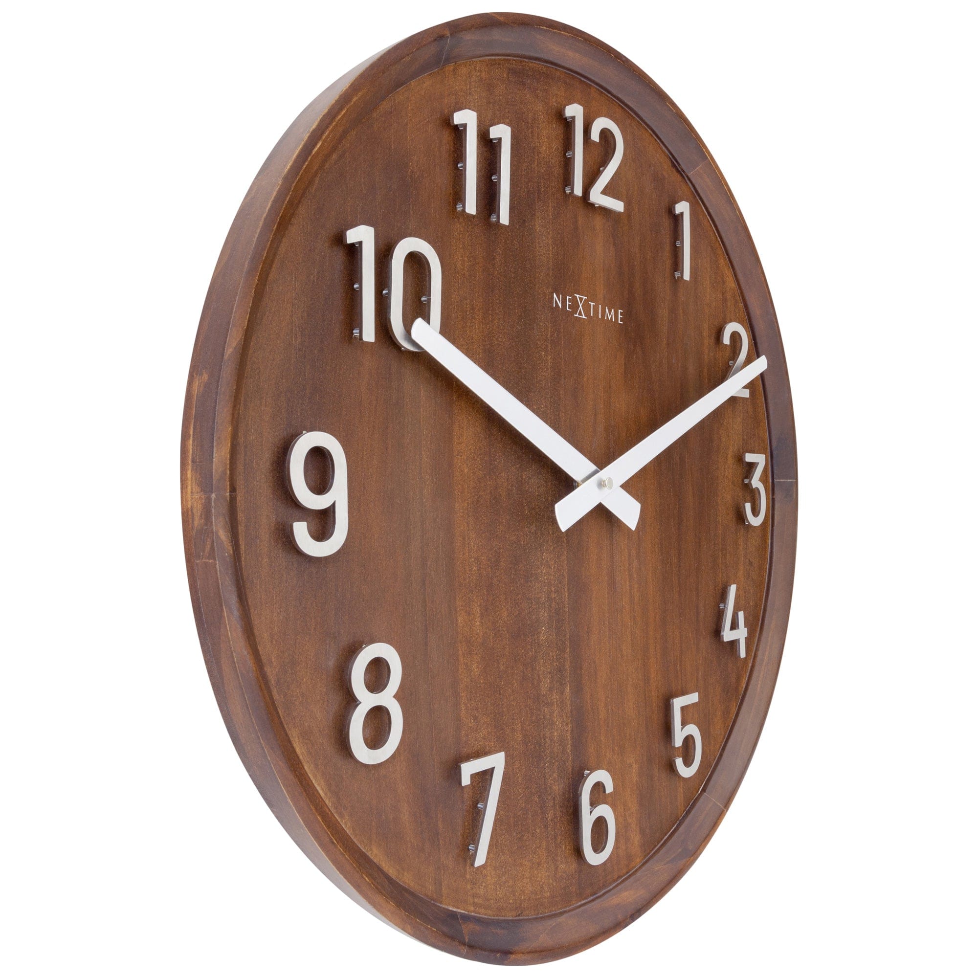 nextime-precious-wanduhr-50-cm-holz-metall-lautlos-braun-schwarz image 2