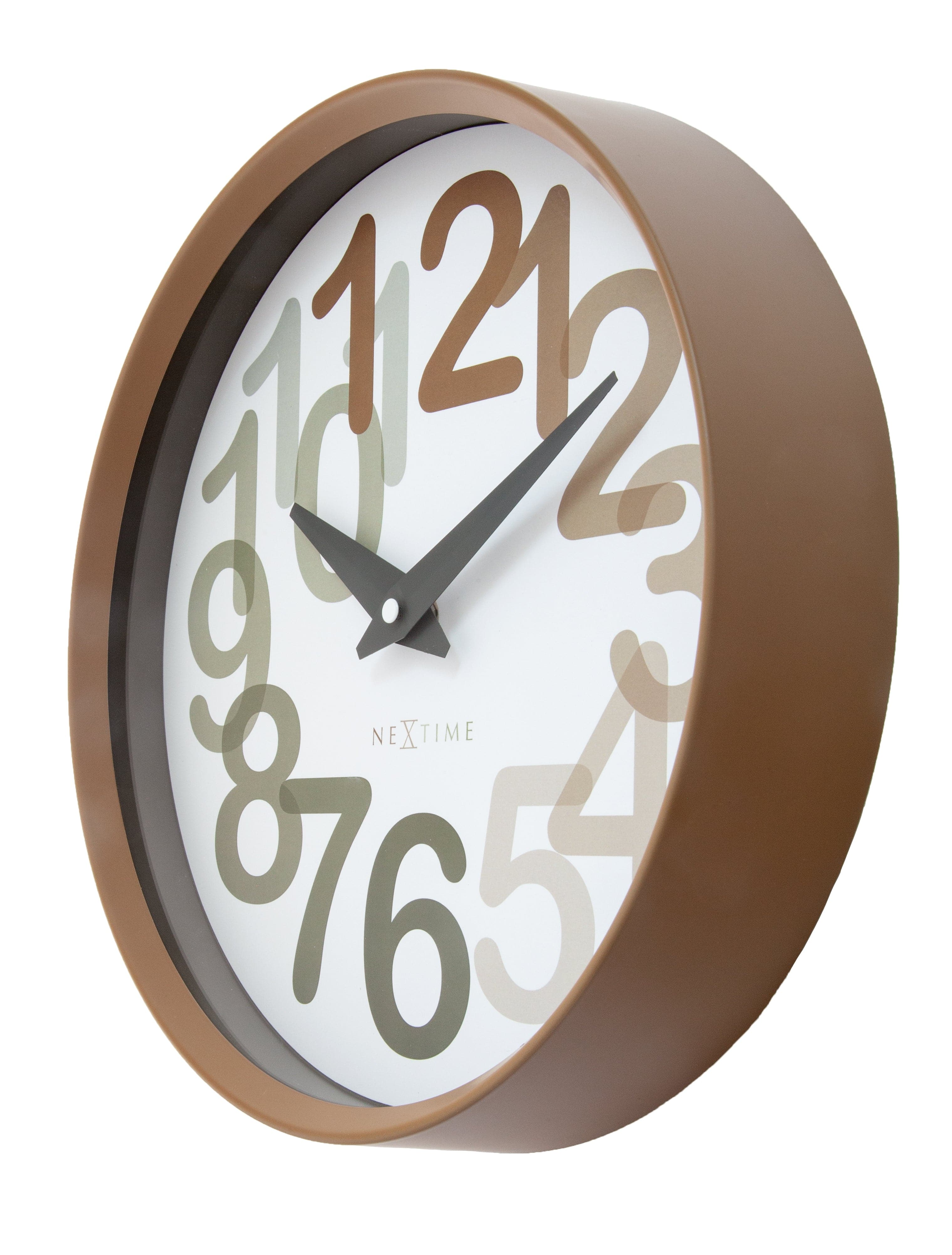 nextime-big-number-wanduhr-30cm-lautlos-kunststoff-toffee-beige image 3