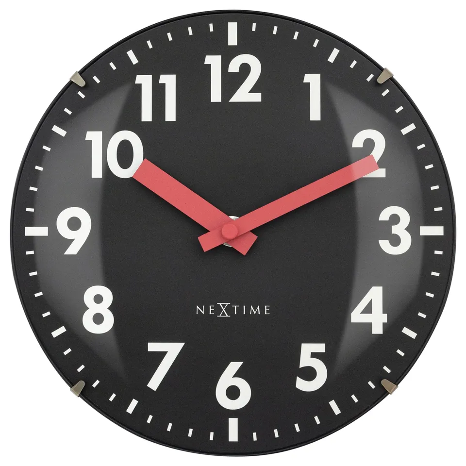 nextime-duomo-mini-tisch-wanduhr-20-cm-glas-schwarz image 1