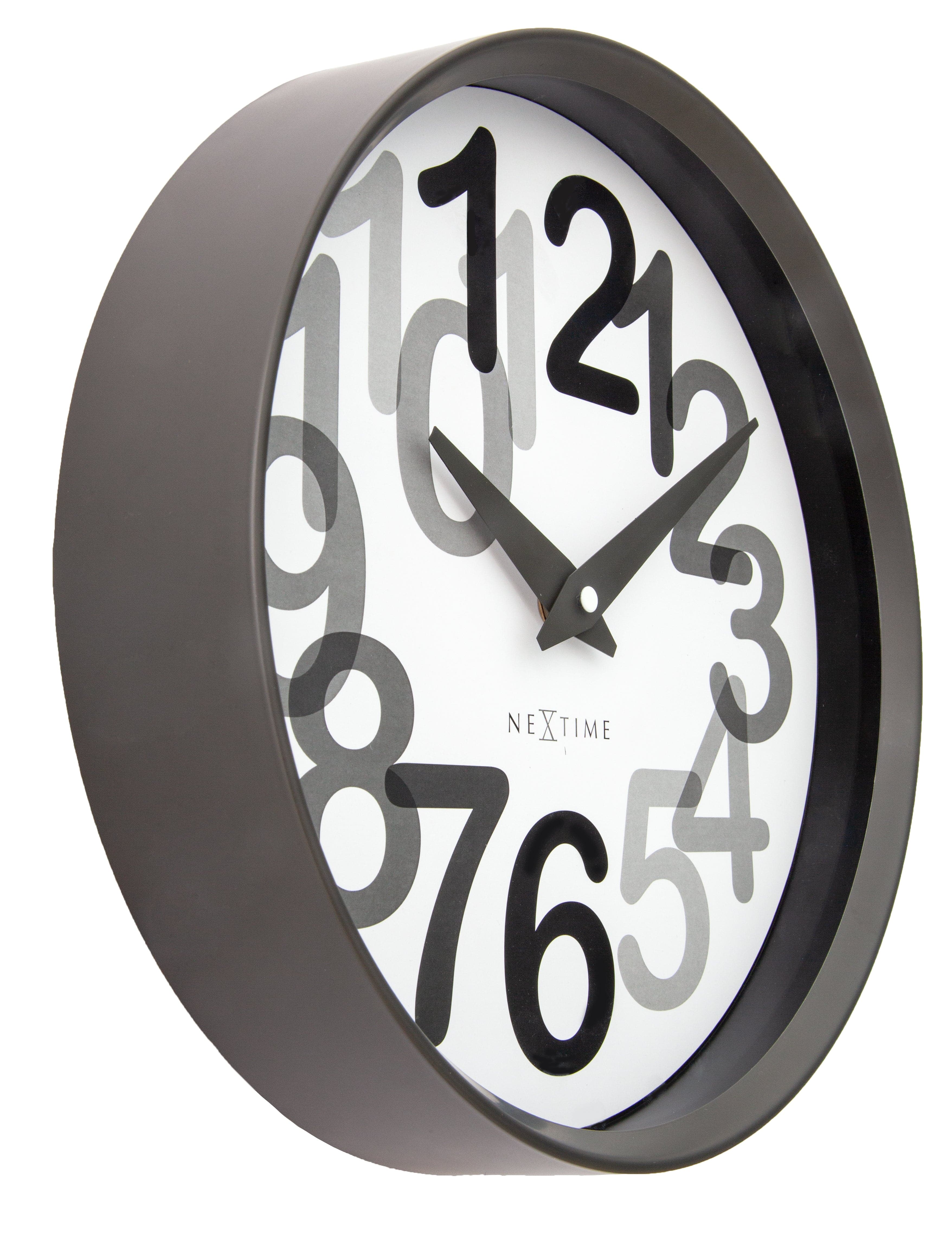 nextime-big-number-wanduhr-30cm-lautlos-kunststoff-toffee-beige image 6