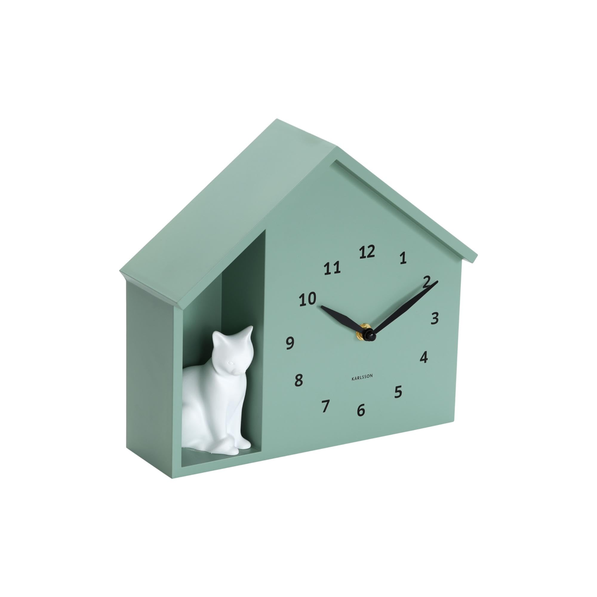 karlsson-sitting-cat-wanduhr-gr-n-24-9x24-9x27-cm image 2