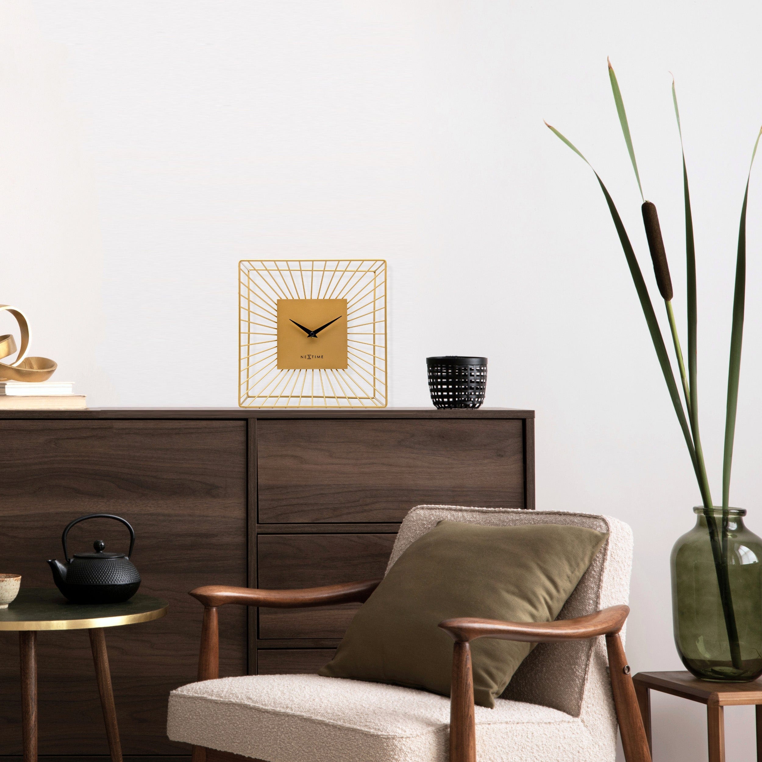 nextime-vasco-table-wand-tischuhr-25x25x12-cm-gold-metall image 3
