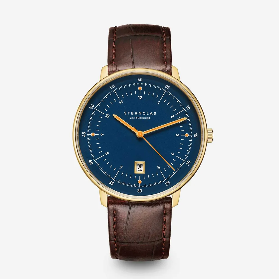 sternglas-hamburg-dunkelblau-gold-herrenuhr-42-mm image 1