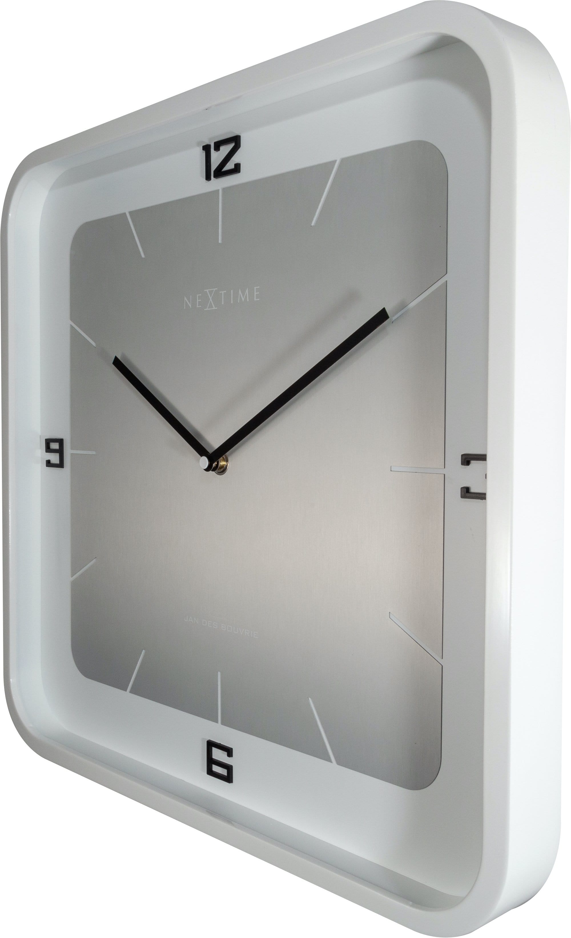 nextime-square-wall-wanduhr-40x40-cm-holz-wei-lautlos image 4