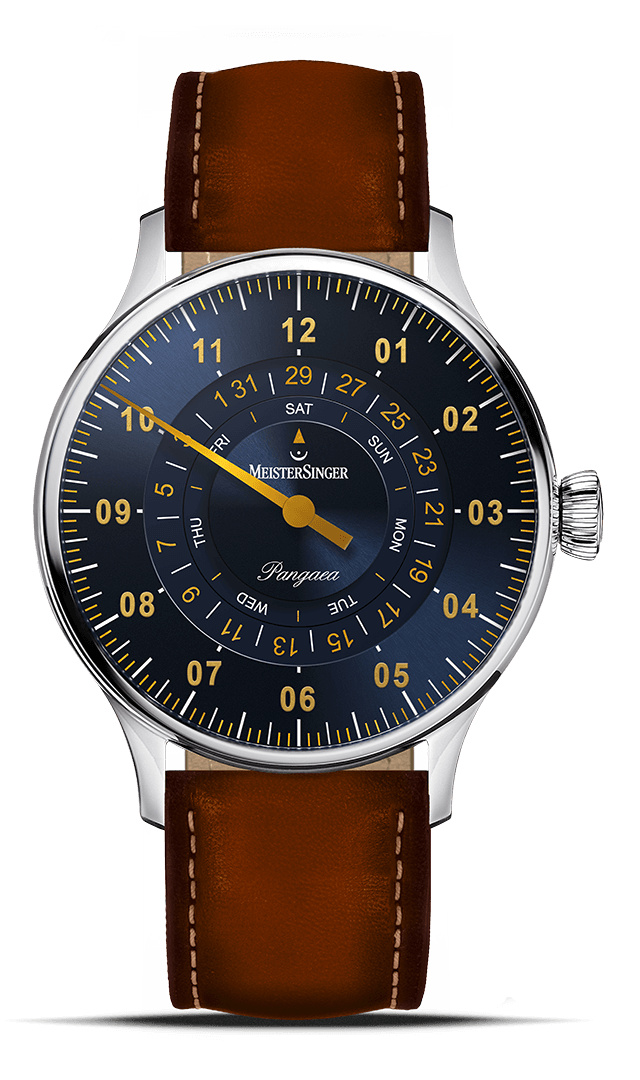 meistersinger-pangaea-day-date-einzeigeruhr-stahlblau-mit-gold image 1