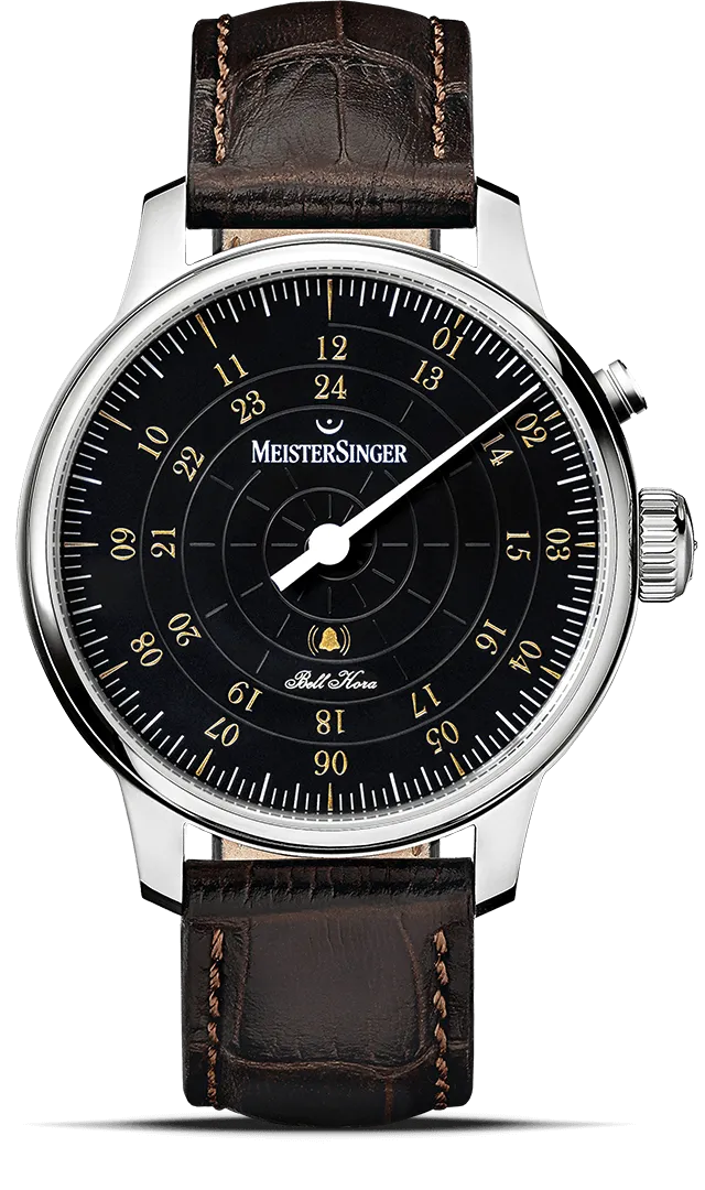 meistersinger-bell-hora-einzeiger-armbanduhr-schwarz-mit-gold image 1