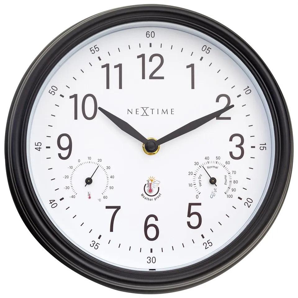 nextime-jasmine-wanduhr-23-5-cm-mit-wetterstation-wetterfest image 1