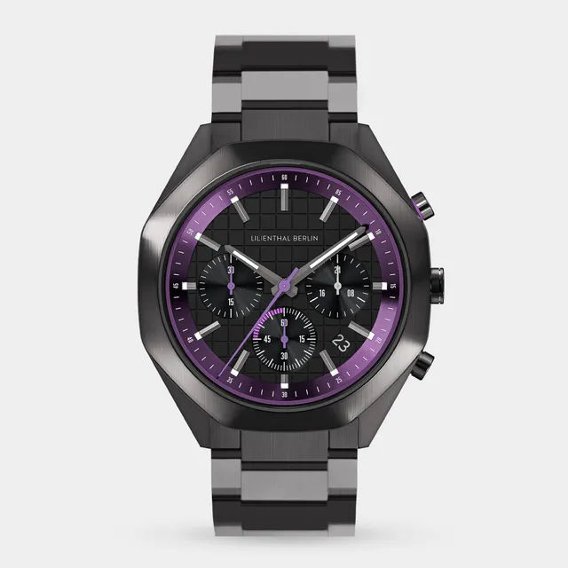 lilienthal-berlin-octachrono-dark-silver-purple-chronograph-40-mm image 1