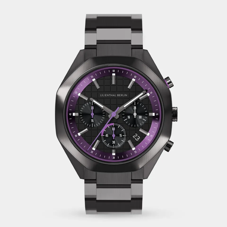 lilienthal-berlin-octachrono-dark-silver-purple-chronograph-40-mm image 1