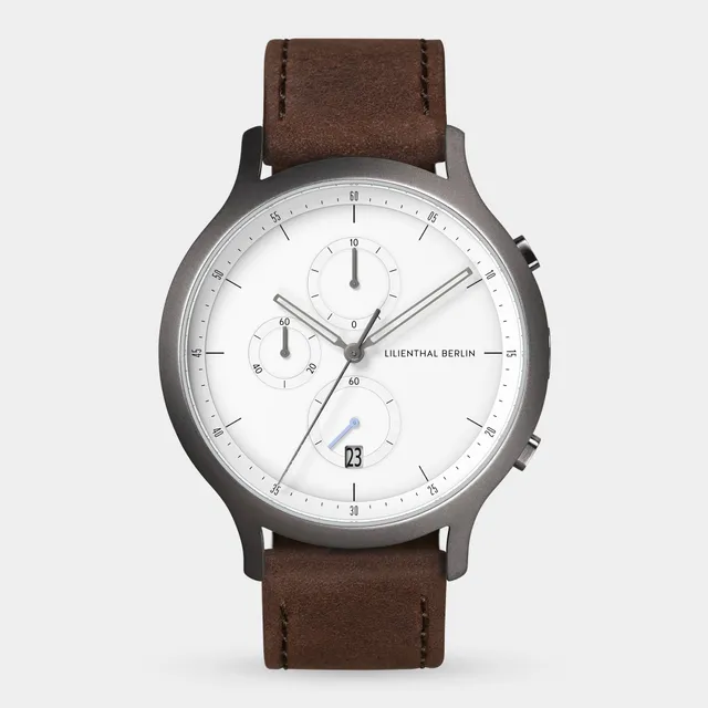 lilienthal-berlin-chronograph-dark-silver-white-lederarmband image 1