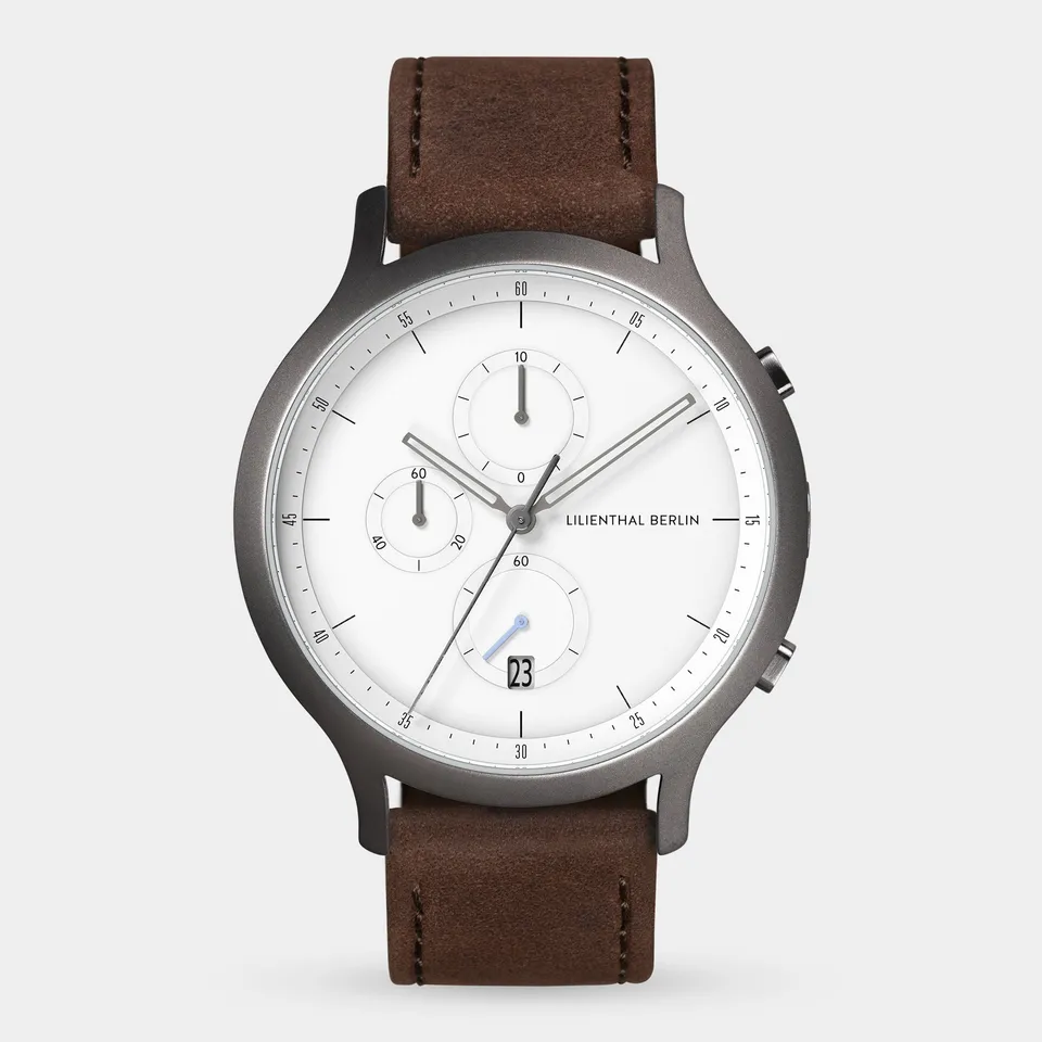 lilienthal-berlin-chronograph-dark-silver-white-lederarmband image 1