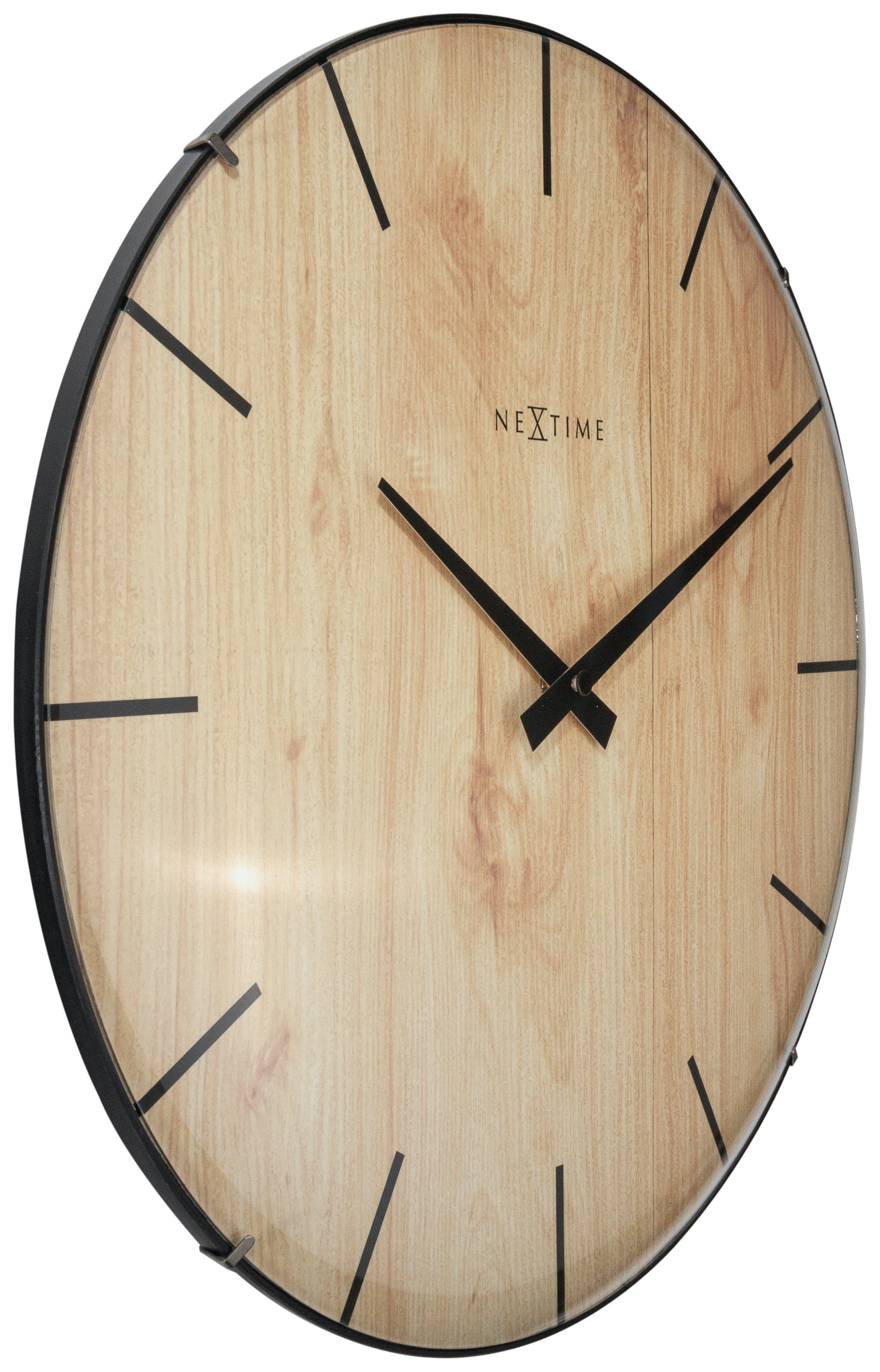 nextime-edge-wood-dome-wanduhr-35-cm-glas-holzprint image 2