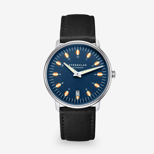 sternglas-egor-dunkelblau-38mm-lederuhr-unisex image 1