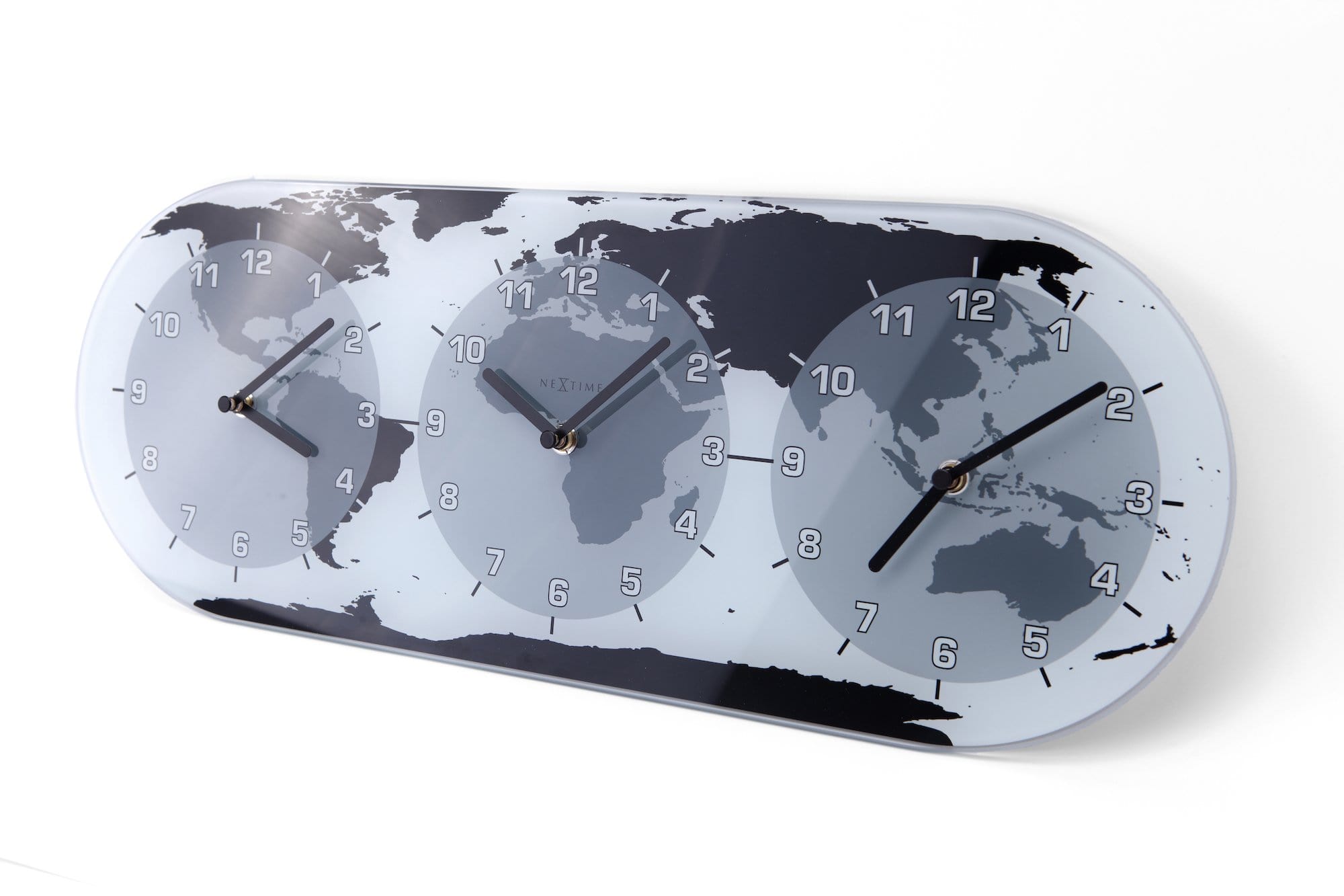 nextime-mondial-weltzeituhr-glas-50-x-18-6-cm-3-zeitzonen-schwarz image 4