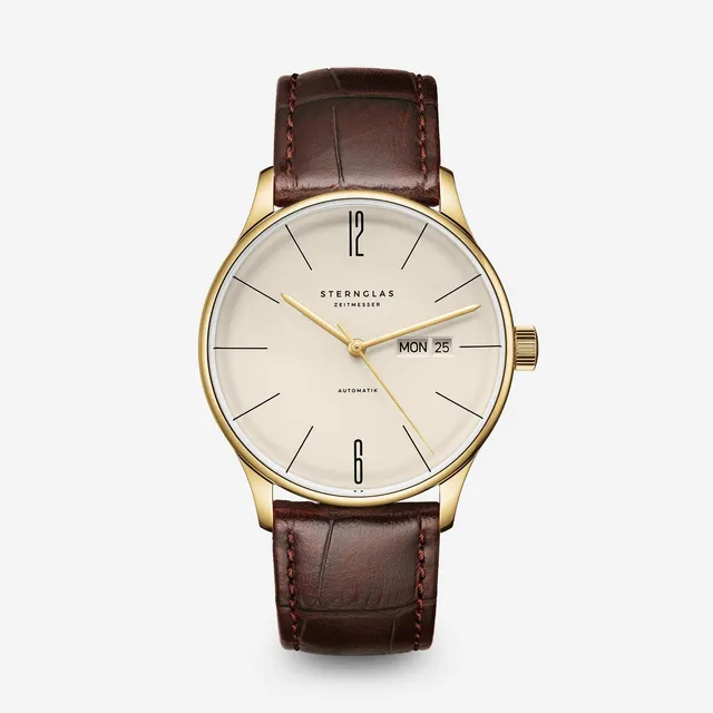 sternglas-berlin-automatik-herrenuhr-38-mm-leder-sepia-gold image 1