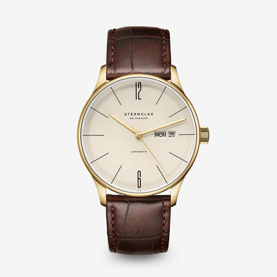 sternglas-berlin-automatik-herrenuhr-38-mm-leder-sepia-gold image 1