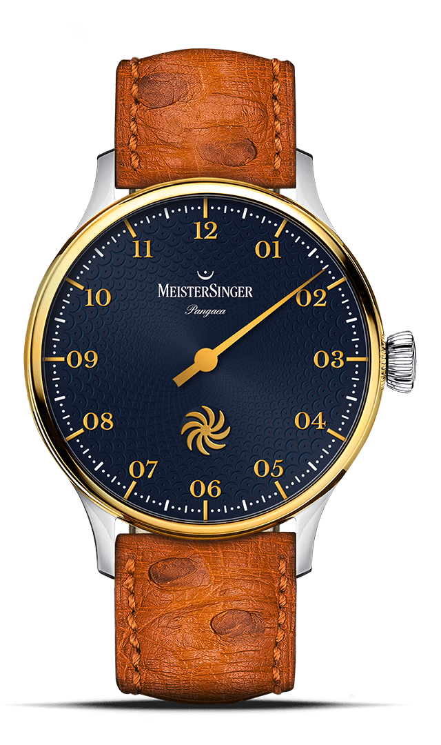 meistersinger-pangaea-stahlbau-mit-goldl-nette-einzeigeruhr image 1