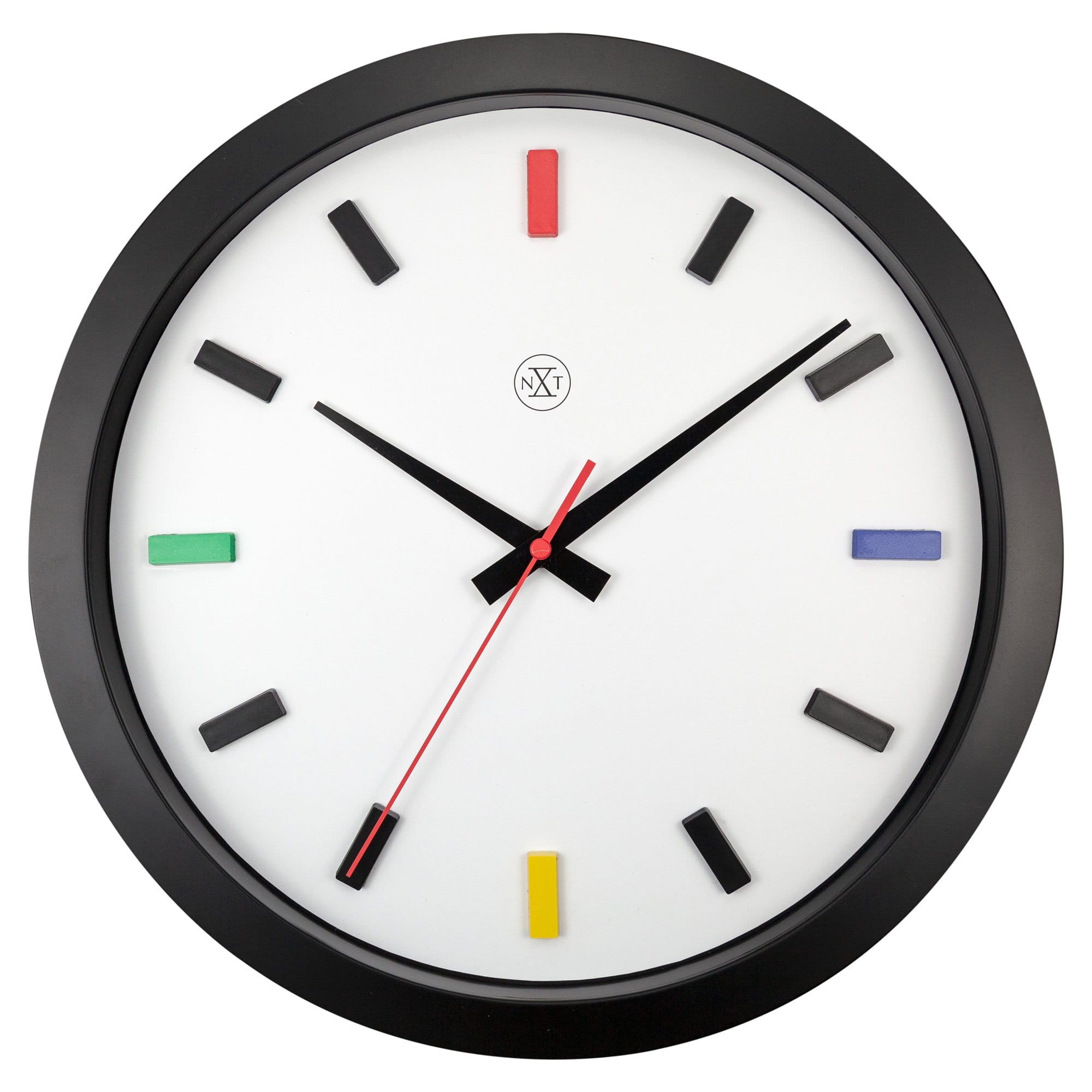 nextime-mix-wanduhr-36-cm-lautlos-kunststoff-schwarz-bunt image 1