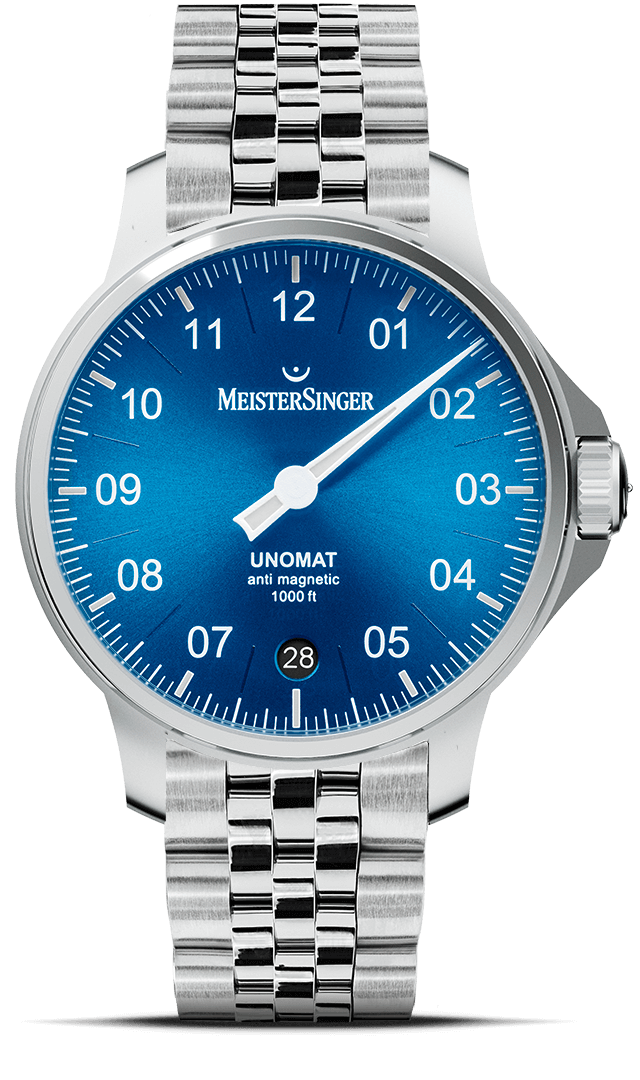 meistersinger-unomat-sonnenschliff-mittelblau-einzeiger-armbanduhr image 1