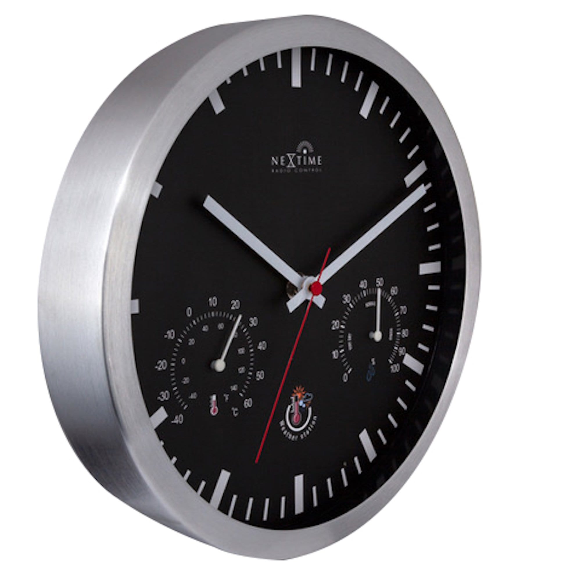 nextime-radio-control-wetterstation-wanduhr-25-cm-schwarz-wei image 6