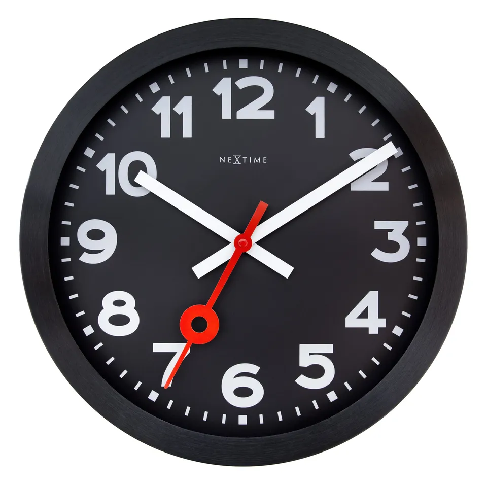 nextime-station-all-black-wanduhr-35-cm-analog-lautlos-schwarz-aluminium image 1