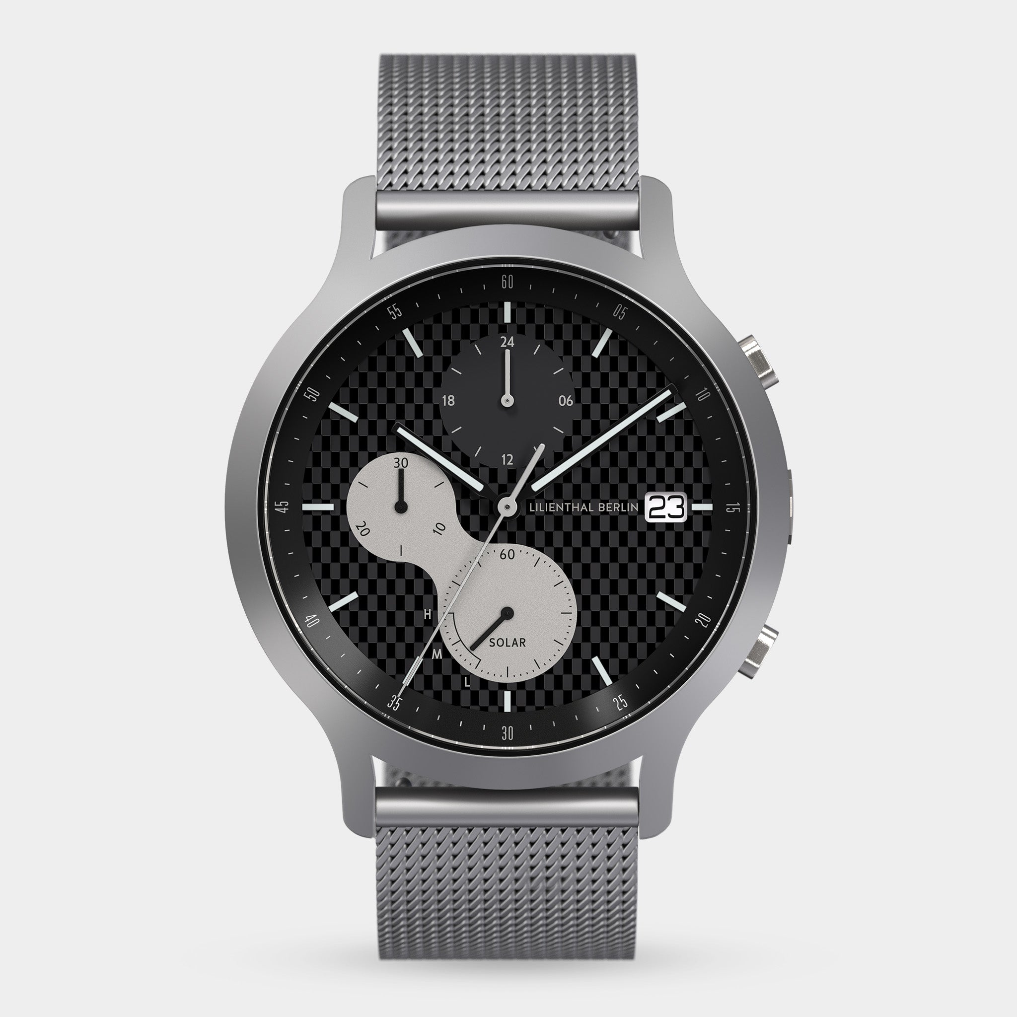 lilienthal-berlin-chronograph-solar-edition-iii-carbon-armbanduhr-mit-meshband image 1