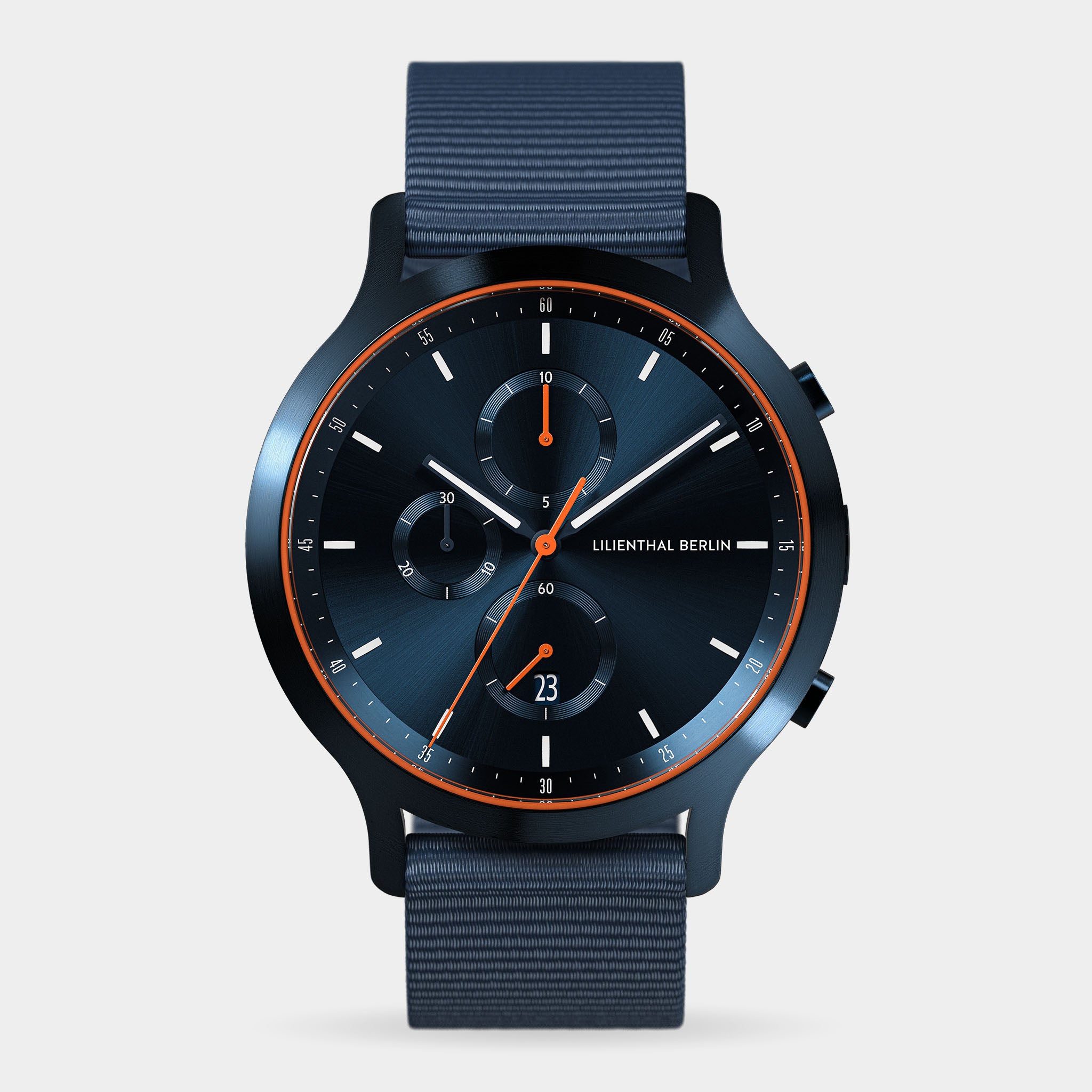 lilienthal-berlin-chronograph-blue-orange-herrenuhr-midnight-blue image 1