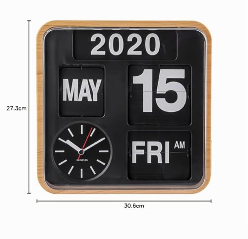 karlsson-mini-flip-wanduhr-bambus-24x24x10-cm-mit-datum image 7