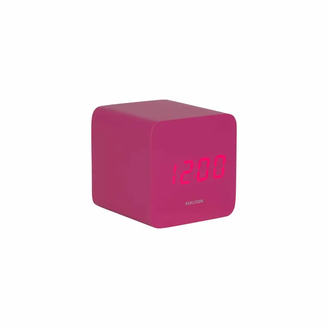 karlsson-spry-square-led-wecker-rosa-6-6x6-8x6-6-cm-mdf-mit-temperatur image 1