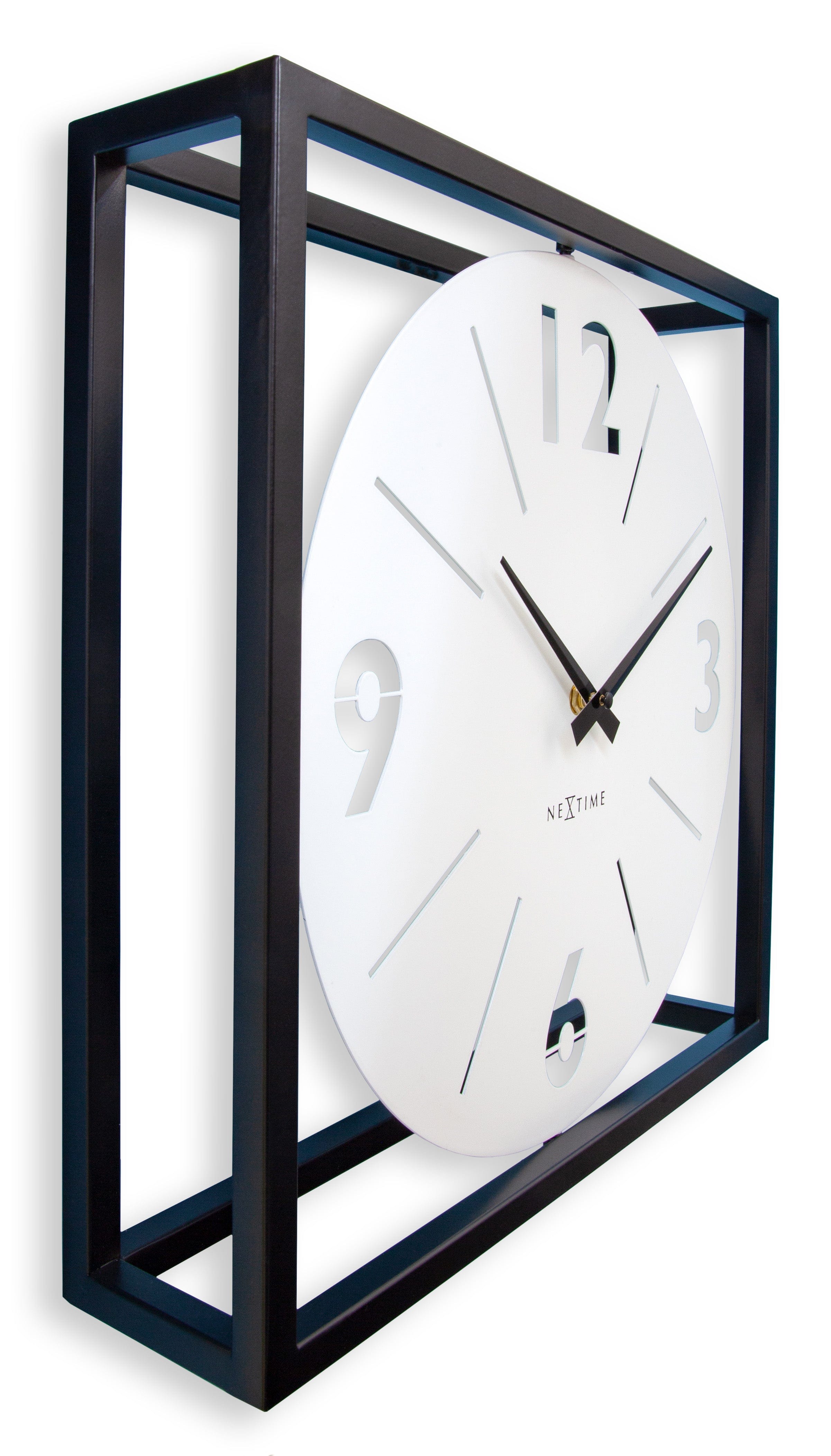 nextime-time-frame-tisch-wanduhr-40-x-40-x-9-5-cm-metall-schwarz-wei-drehbar image 2