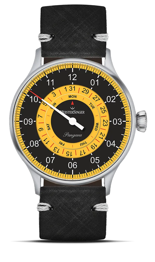 meistersinger-pangaea-day-date-schwarz-gelb-einzeigeruhr image 1