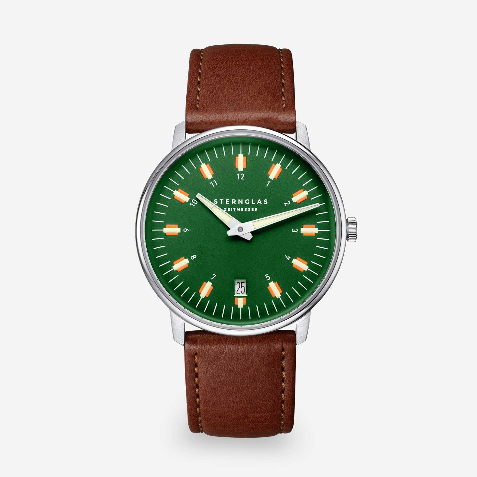 sternglas-egor-herrenuhr-dunkelgr-n-38-mm-leder image 1